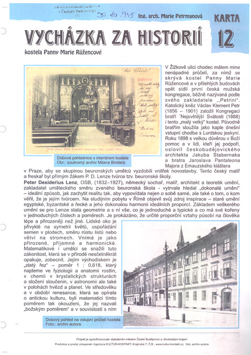 Vycházka za historií kostela Panny Marie Růžencové