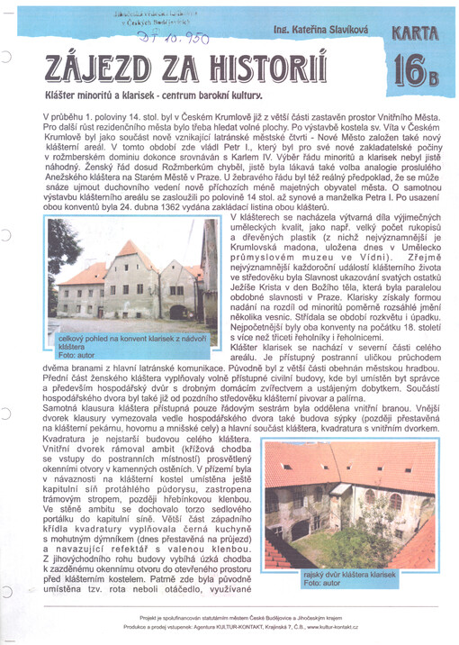 Zájezd za historií : Klášter minoritů a klarisek - centrum barokní kultury