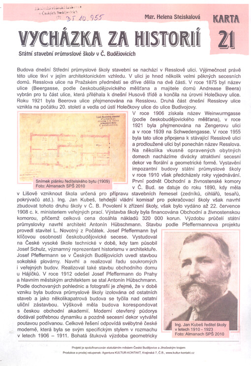 Vycházka za historií Státní stavební průmyslové školy v Č. Budějovicích