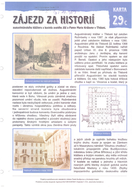 Zájezd za historií augustiniánského kláštera a kostela svatého Jiljí a Panny Marie Královny v Třeboni