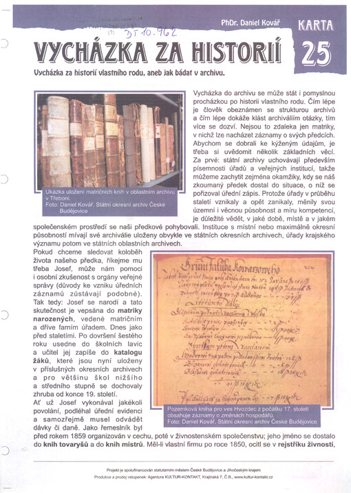 Vycházka za historií : vycházka za historií vlastního rodu, aneb, Jak bádat v archivu