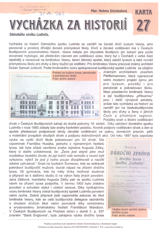 Vycházka za historií Dámského spolku Ludmila