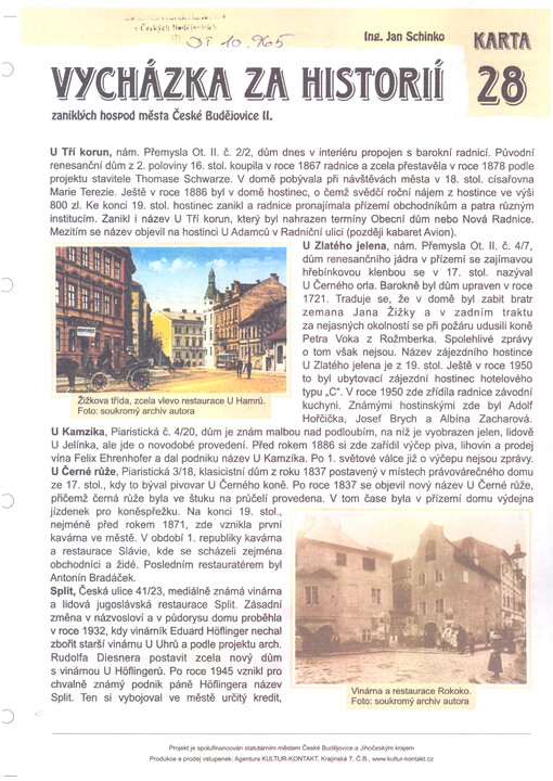 Vycházka za historií zaniklých hospod města České Budějovice II