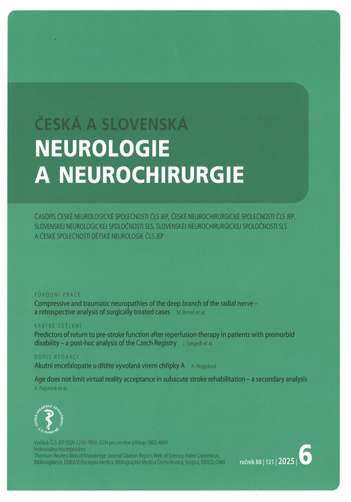 Česká a slovenská neurologie a neurochirurgie : časopis českých a slovenských neurologů a neorochirurgů