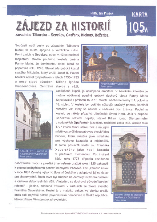 Zájezd za historií západního Táborska - Sepekov, Opařany, Klokoty, Božetice