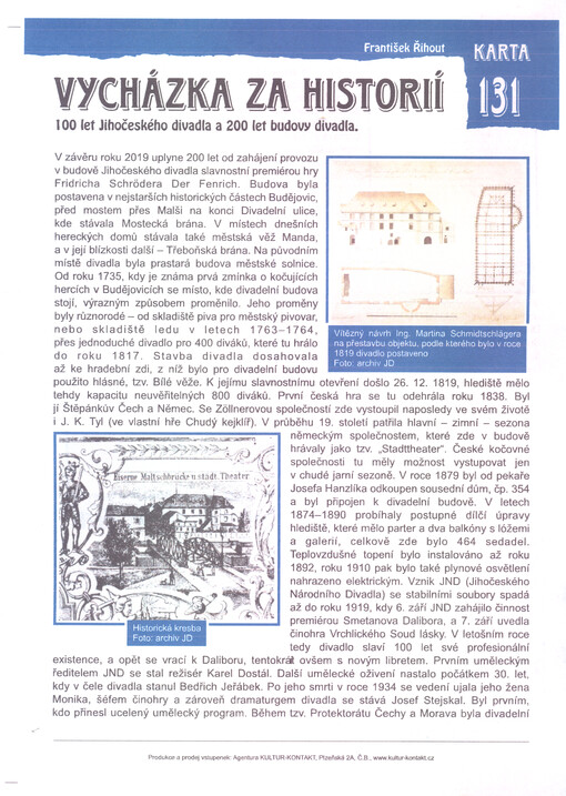 Vycházka za historií : 100 let Jihočeského divadla a 200 let budovy divadla