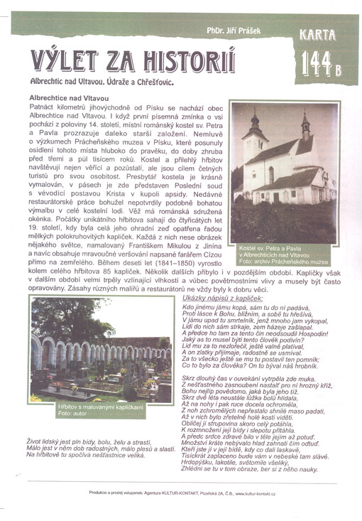 Výlet za historií Albrechtic nad Vltavou, Údraže a Chřešťovic