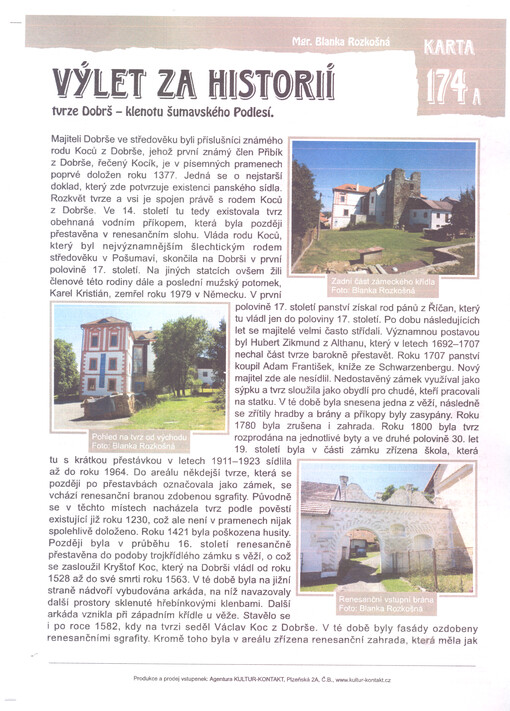 Výlet za historií tvrze Dobrš - klenotu šumavského Podlesí