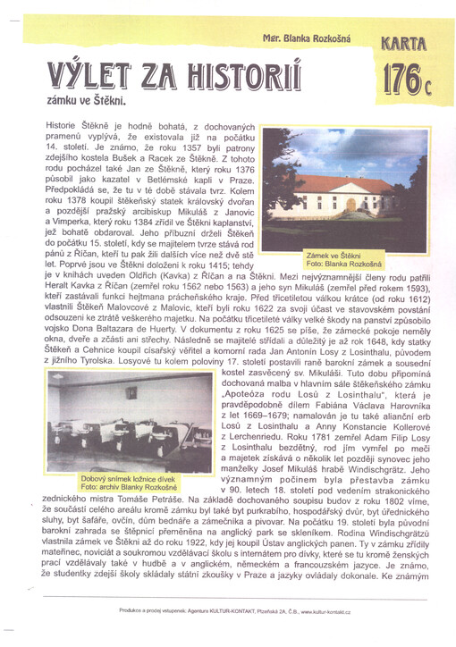 Výlet za historií zámku ve Štěkni