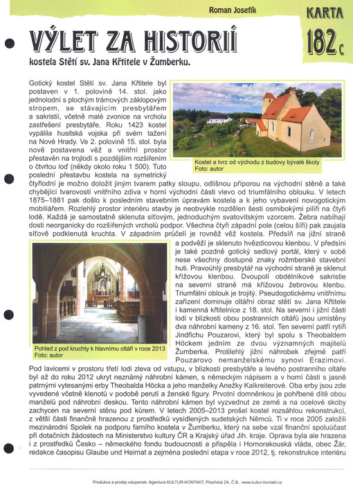 Výlet za historií kostela Stětí sv. Jana Křtitele v Žumberku