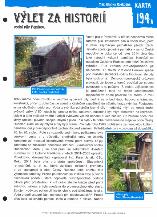 Výlet za historií vodní pily Peníkov