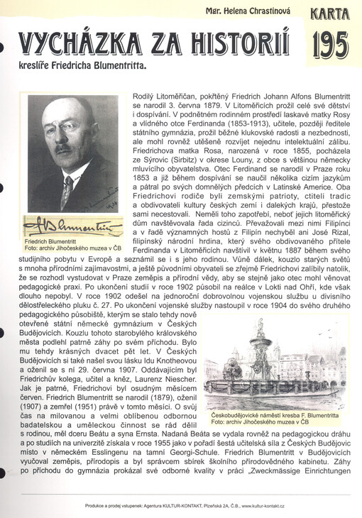 Vycházka za historií kreslíře Friedricha Blumentritta