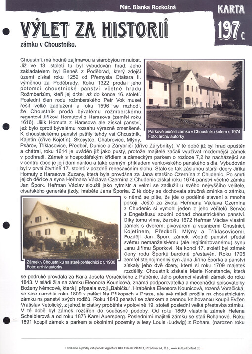 Výlet za historií zámku v Choustníku