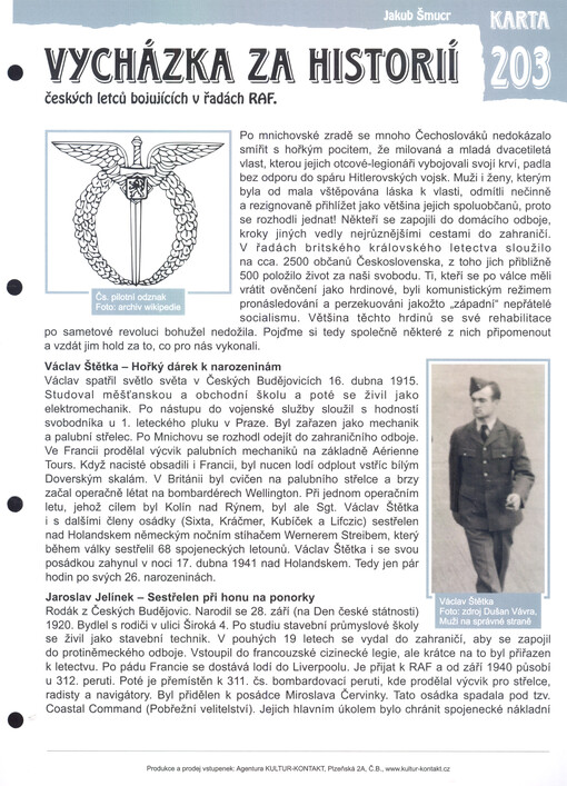 Vycházka za historií českých letců bojujících v řadách RAF