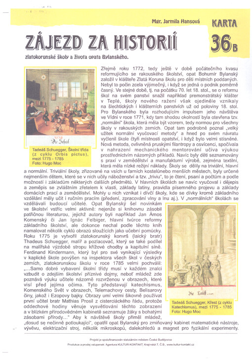 Zájezd za historií zlatokorunské školy a života opata Bylanského