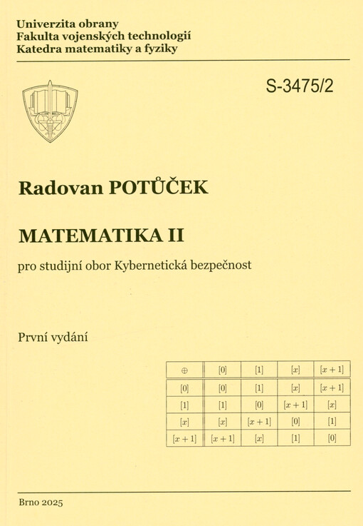 Matematika II pro studijní obor Kybernetická bezpečnost