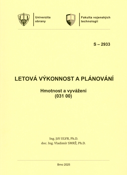 Letová výkonnost a plánování. Hmotnost a vyvážení (031 00)