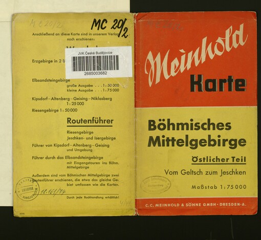 Karte vom Böhm. Mittelgebirge - Böhmisches Mittelgebirge : Östlicher Teil, Vom Geltsch zum Jeschken : westlicher Teil