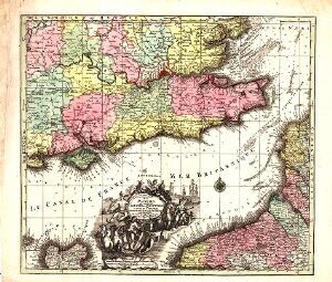 La plus grande partie de la Manche qui contient les cotes d´Angleterre et celles de France