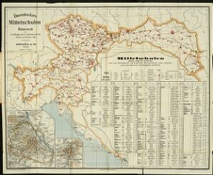 Übersichts-Karte der Mittelschulen in Österreich im Auftrage des k. k. Ministeriums für Kultus und Unterricht