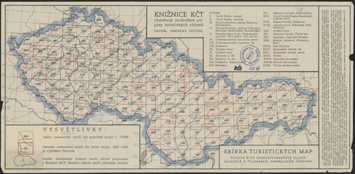 Sbírka turistických map: knižnice KČT obsahuje podrobné popisy turistických oblastí