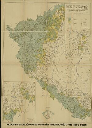 Národnostní mapa západních a jižních Čech podle úředního sčítání lidu v r. 1930