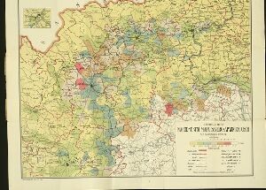 Národnostní mapa severozápadních Čech dle skutečných poměrů