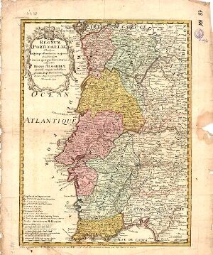 Regnum Portugalliae divisum In quinque provincias majores & subdivisum in sua quaeque territoria una cum regno Algarbiae speciali mappa exhibitum