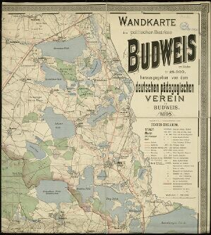 Wandkarte des politischen Bezirkes Budweis im Masse 1:25 000