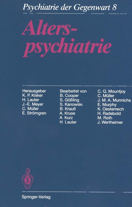 Psychiatrie der Gegenwart: Band 8: Alterspsychiatrie (German Edition)