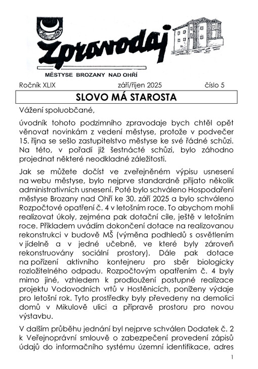 Zpravodaj městyse Brozany nad Ohří