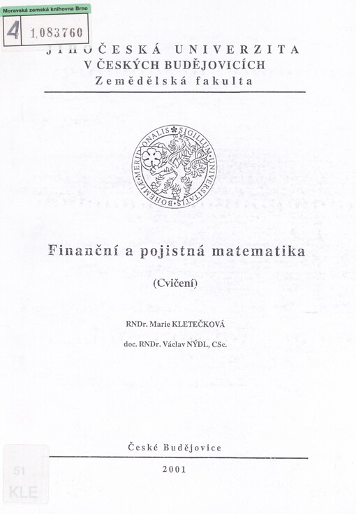 Finanční a pojistná matematika: (cvičení)