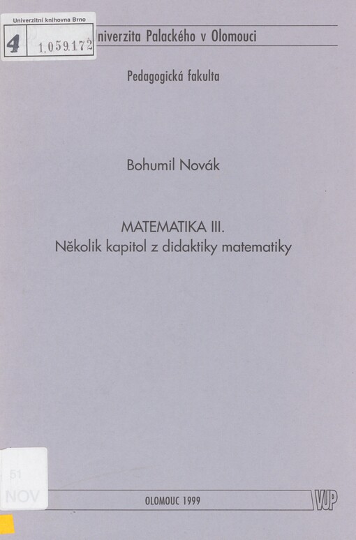 Matematika III: několik kapitol z didaktiky matematiky