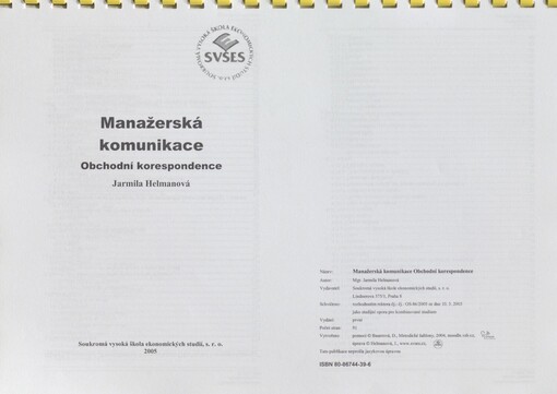 Manažerská komunikace: obchodní korespondence