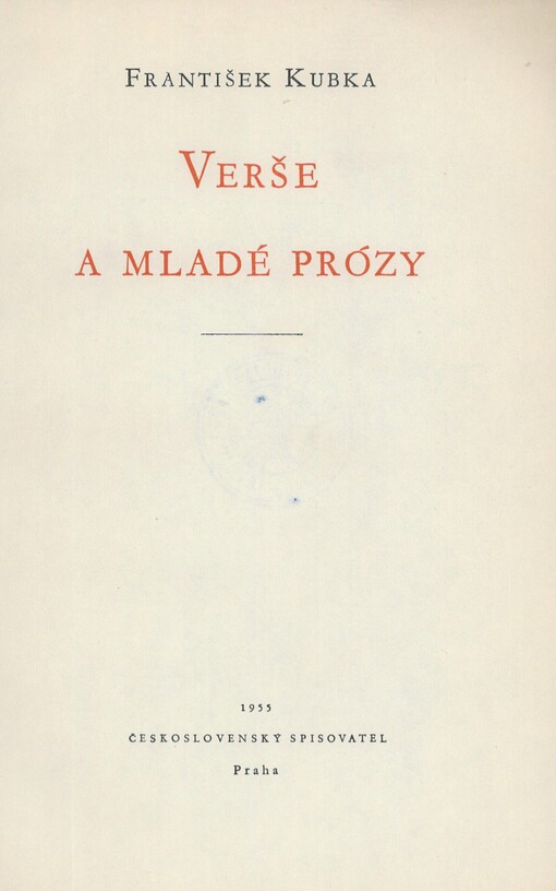 Verše a mladé prózy