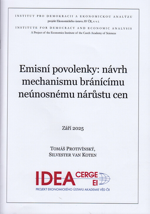 Emisní povolenky : návrh mechanismu bránícímu neúnosnému nárůstu cen