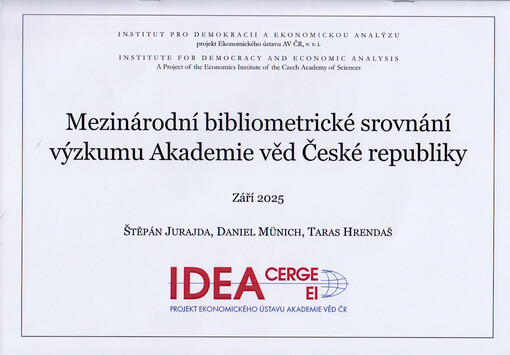 Mezinárodní bibliometrické srovnání výzkumu Akademie věd České republiky = An international bibliometric comparison of research conducted by the Czech Academy of Sciences