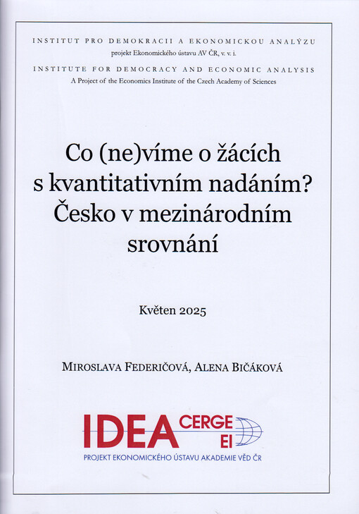Co (ne)víme o žácích s kvantitativním nadáním? : Česko v mezinárodním srovnání