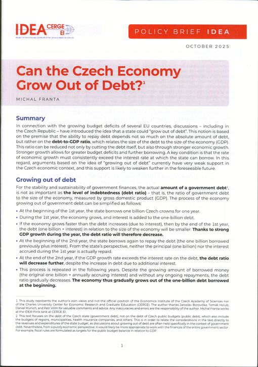 Can the Czech economy grow out of debt?