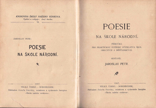 Poesie na škole národní : příručka pro praktickou potřebu učitelstva škol obecných a měšťanských