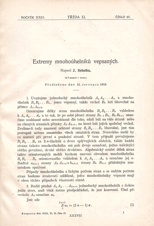 Extremy mnohoúhelníků vepsaných