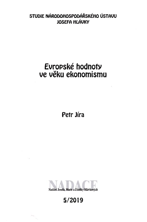 Evropské hodnoty ve věku ekonomismu