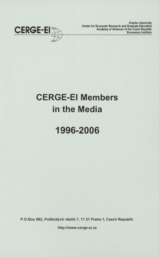 CERGE-EI members in the media 1996-2006