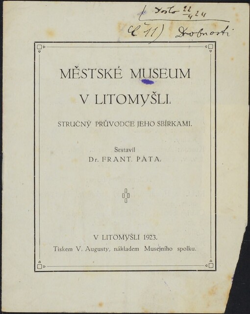 Městské museum v Litomyšli: stručný průvodce jeho sbírkami