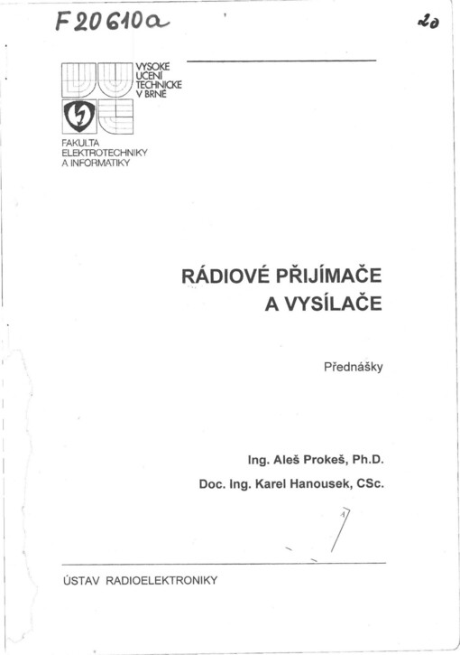 Rádiové přijímače a vysílače :přednášky