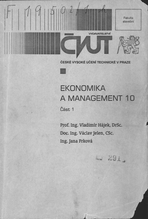 Ekonomika a management 10. Část 1