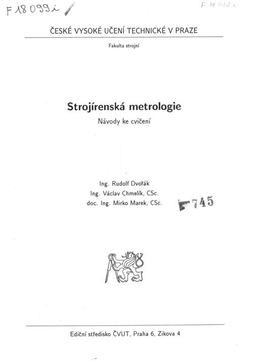 
  Strojírenská metrologie
  : Návody ke cvičení
