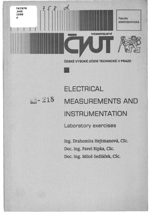 Electrical measurements and instrumentation: laboratory exercises