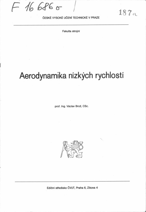 
  Aerodynamika nízkých rychlostí
  