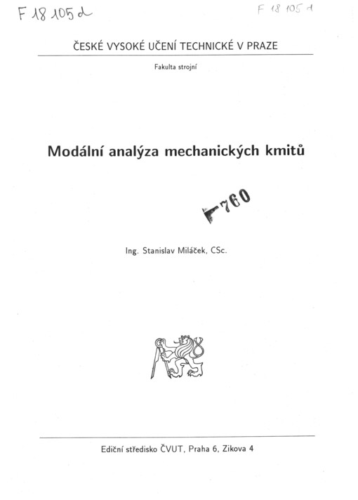 
  Modální analýza mechanických kmitů
  